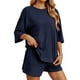 thumbnail image 2 of Conjunto deportivo para mujer: camiseta de cuello redondo y pantalones cortos deportivos. Poliéster transpirable. Lavable a máquina. Primavera/verano. XS-XXXXL., 2 of 7