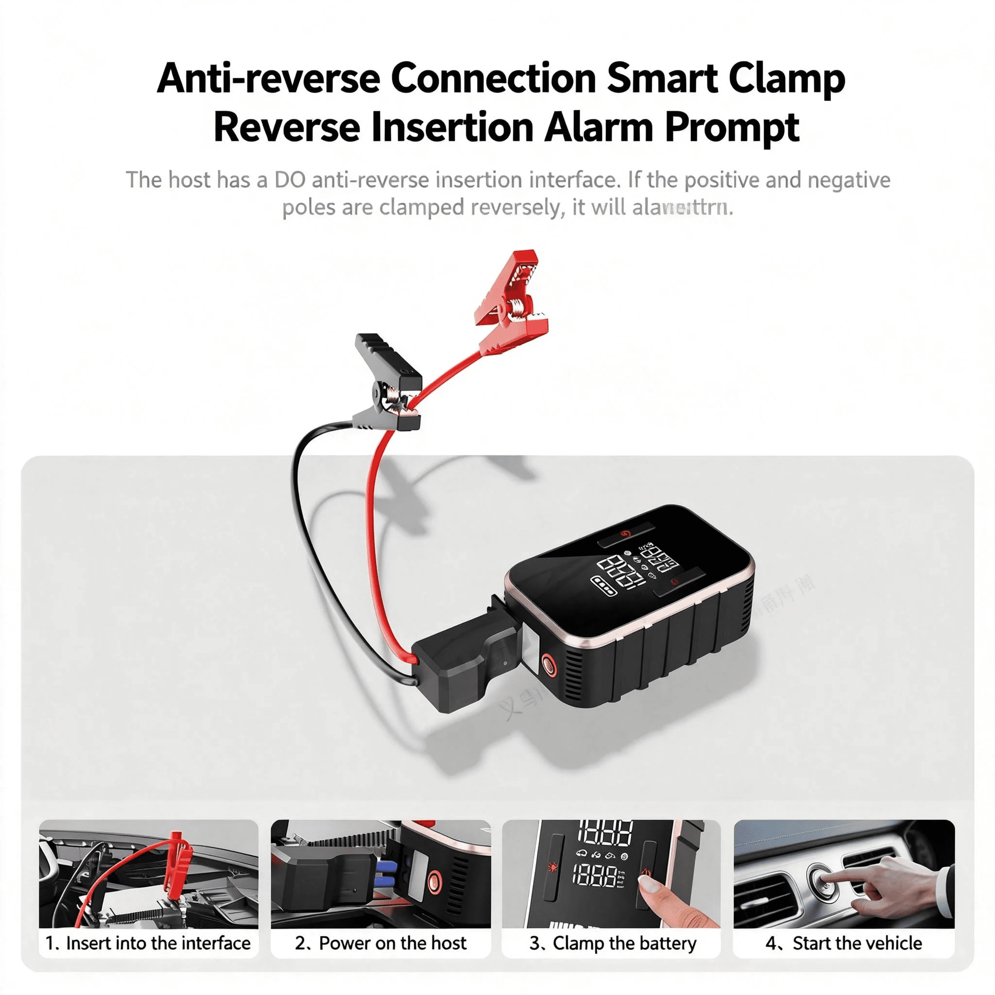 Jump Starter with Air Compressor, 8000mAh Battery Jump Starter (for All Gas or Up to 10L Diesel), 150PSI Digital Tire Inflator with Emergency Light