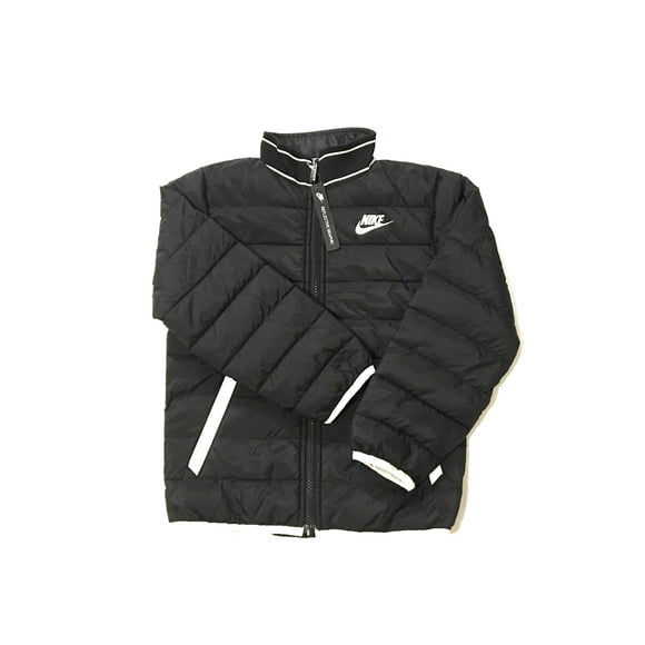 Nike Boys Full Zip Puffer Jacket Coat Youth Kids Sizes (Black, 4)