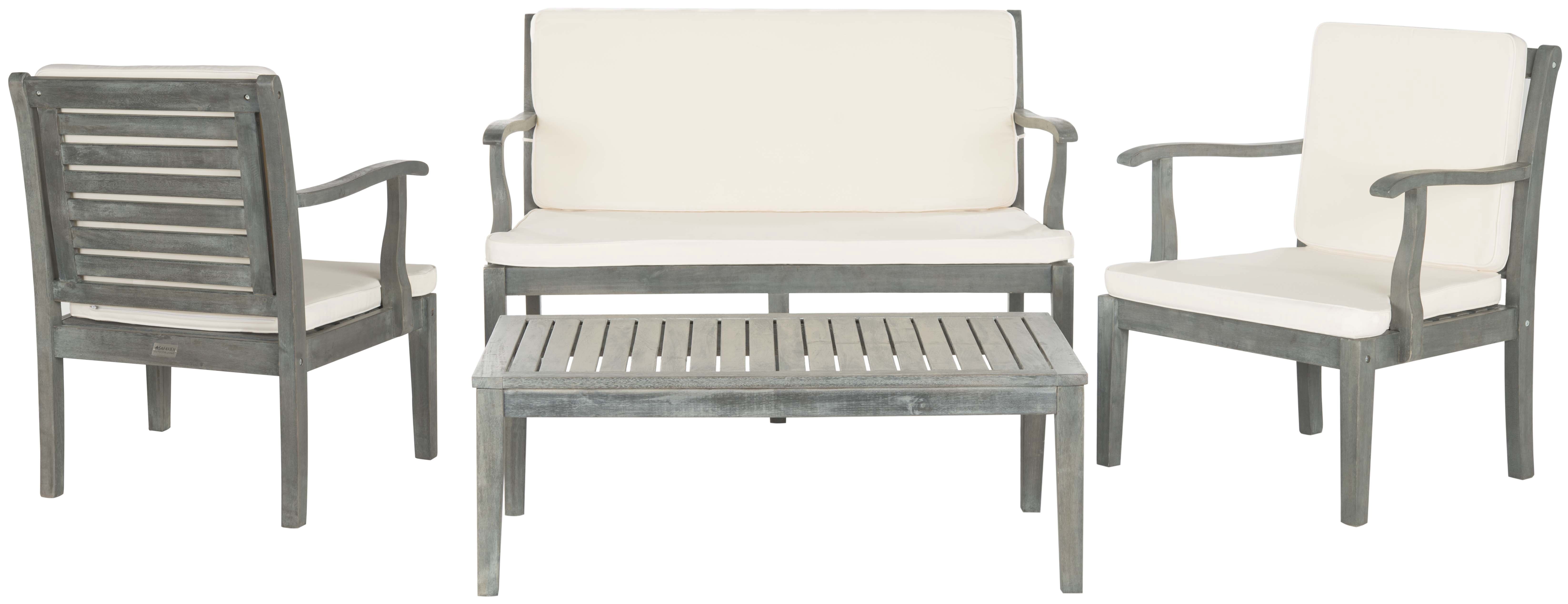 Safavieh Fresno Outdoor Contemporary 4 Piece Living Set with Cushion