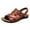 Khaki, variant on Puntoco Men Sandals Clearance,Men'S Breathable Leather Beach Sandals Shoes Slides Outdoor Slippers Brown