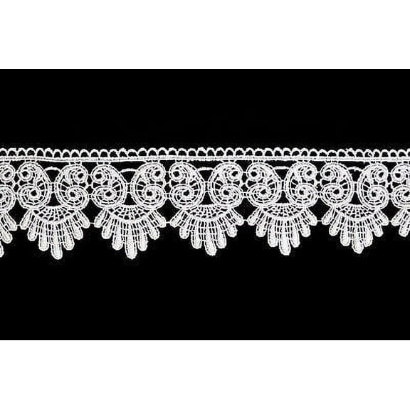 Lily 3" White or Ivory Scalloped Victorian Guipure Venice Lace Trim by Yardage