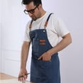 thumbnail image 5 of Delantales de algodón con espalda cruzada para hombres y mujeres con bolsillos grandes, delantal de trabajo ajustable, aproximadamente 75*68 cm, 5 of 5