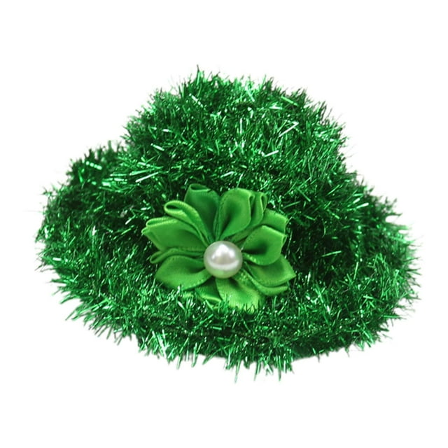 Pinza para el pelo del día de San Valentín, pinza para el pelo con forma de sombrero, tocado verde para fiesta para mujeres y niñas. Flor