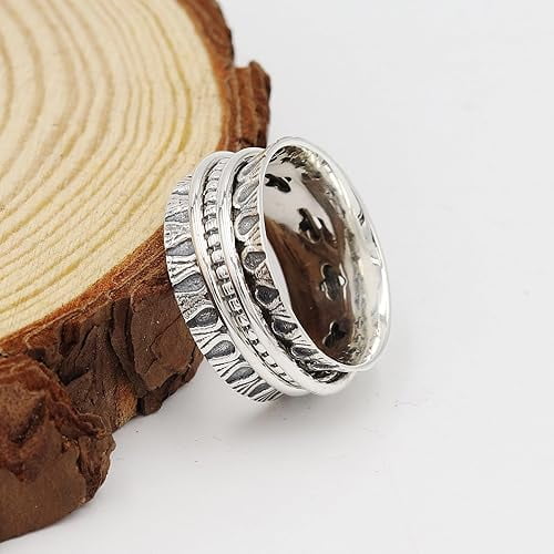 JAY JOOLS Women's Meditation Spinner Ring Sterling Silver Stress Relief & Mindfulness