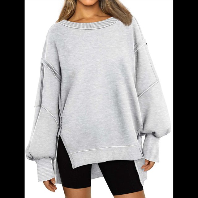 Sudaderas de Gran Tamaño para Mujer, Sudaderas con Capucha, Camisetas de Cuello Redondo, Conjuntos de Otoño, Ropa de Invierno Y2K para Adolescentes Gris XL