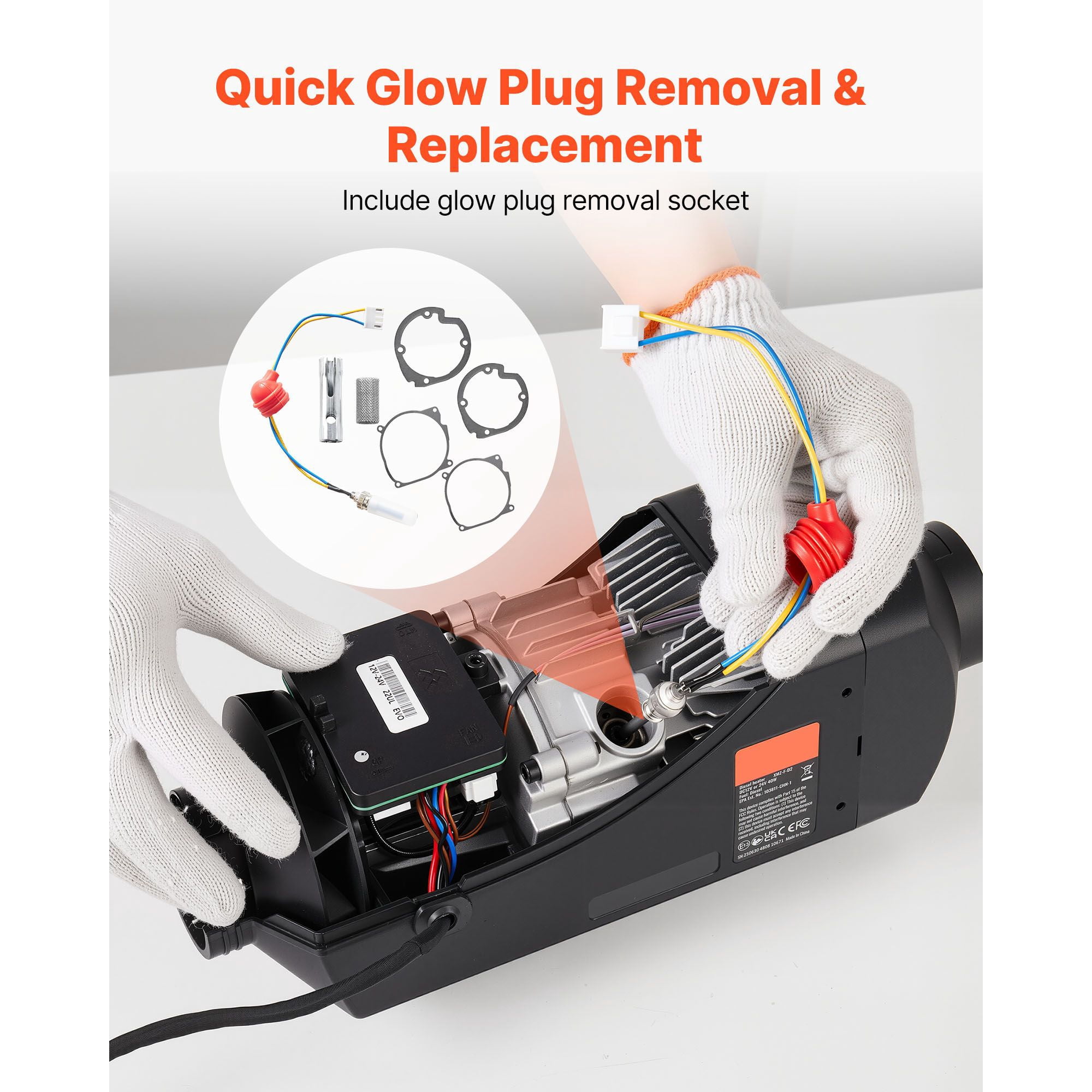 Glow Plug Repair Kit with Removal Socket & Gaskets, Complete Diesel Glow Plug Maintenance Set, Replacement Tool for Diesel Engine Cold Start Repair