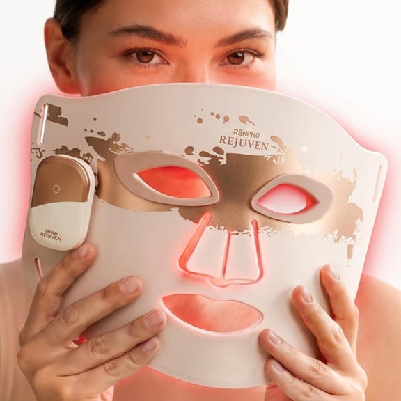RENPHO Red Light Therapy Mask for Face, 204 LEDs Wireless LED Face Mask, 10-Min Timer Cordless LED Red Light Therapy Face Mask for Acne, 3 Modes, Gift for Birthday
