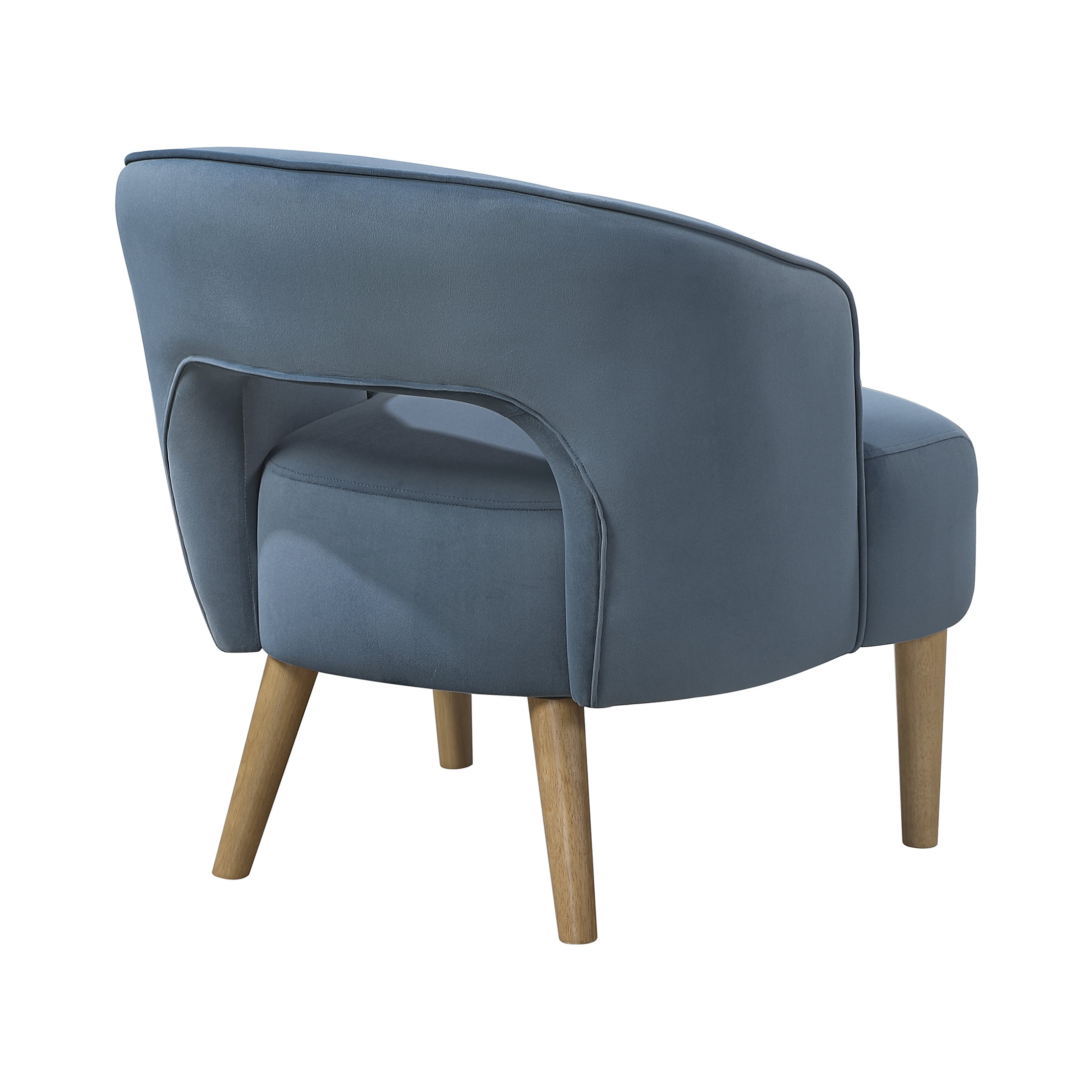 OakvillePark Mirawood Velvet Barrel Accent Chair, Blue