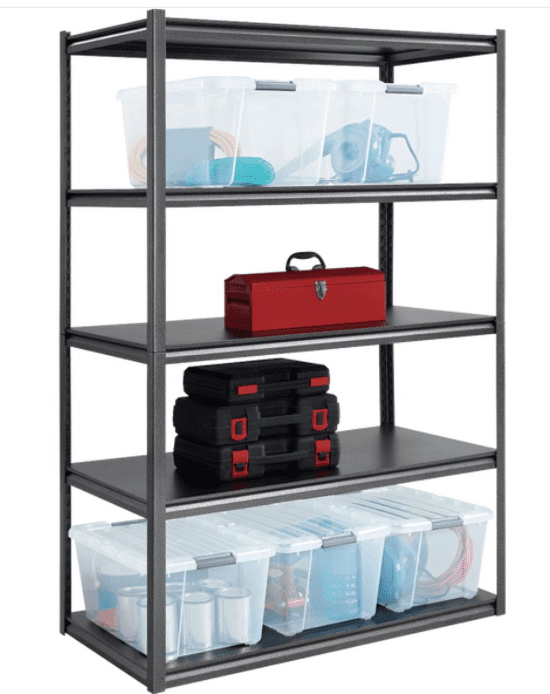 Gorilla 5-Shelf Heavy Duty Z-Beam Steel Shelving Unit, 48"W x 24"D x 72"H, Black