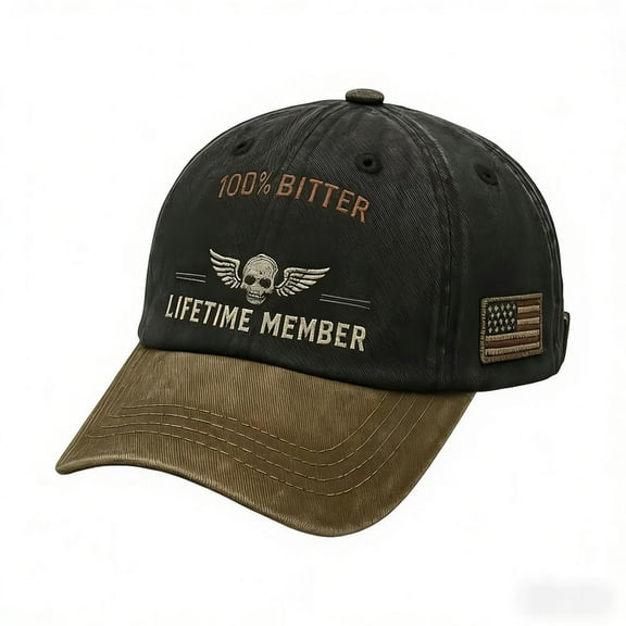 WKSCLPAI Old Funny c_kers Club-Vintage Baseball Cap 100% B-itter Lifetime Member Commemorative Cap, Adjustable Distressed Funny Hat, Gift for Retired Friends