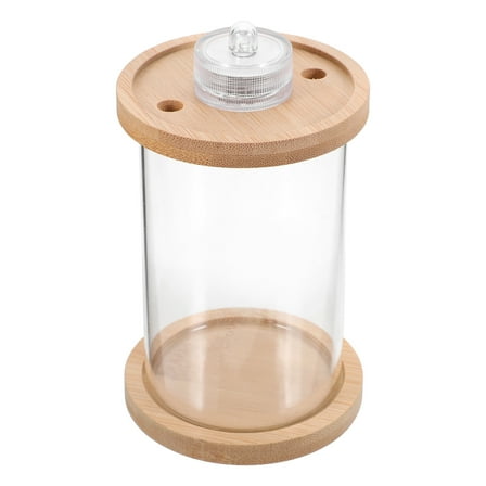 DEEPCRAFF Glass Fish Tank Kit with LED Lighting and Pine Wood Base for Home Desk