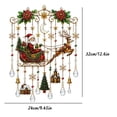 thumbnail image 3 of Vintage Christmas Santa Sleigh Reindeer Suncatcher Wind Chime, Stained Glass Style Crystal Teardrop Hanging Ornament, Poinsettia Snowflake Window Wall Hanging Decor for Xmas Holiday Home Front Door, 3 of 5