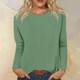 thumbnail image 2 of Olyvenn Womens Tops Plus Shirts Winter Fall Fashion 2023 Crew Neck Tees Raglan Sleeve Long Sleeve Blouse Classic Stylish Solid Pullover Dressy Casual Autumn Lady Shirts Trendy Mint Green 12, 2 of 5