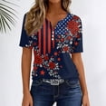 thumbnail image 5 of Women’s Short Sleeve V Neck Top with Butterfly and Star Print Casual Loose Fit T Shirt for Everyday Wear Lightweight Pullover Blouse Navy M, 5 of 7