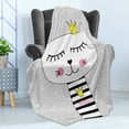 thumbnail image 4 of Cat Soft Flannel Fleece Throw Blanket, Princess Kitten with Meow Text on Shirt and a Crown, Cozy Plush for Indoor and Outdoor Use, 50" x 60", Grey Pink, by Ambesonne, 4 of 5