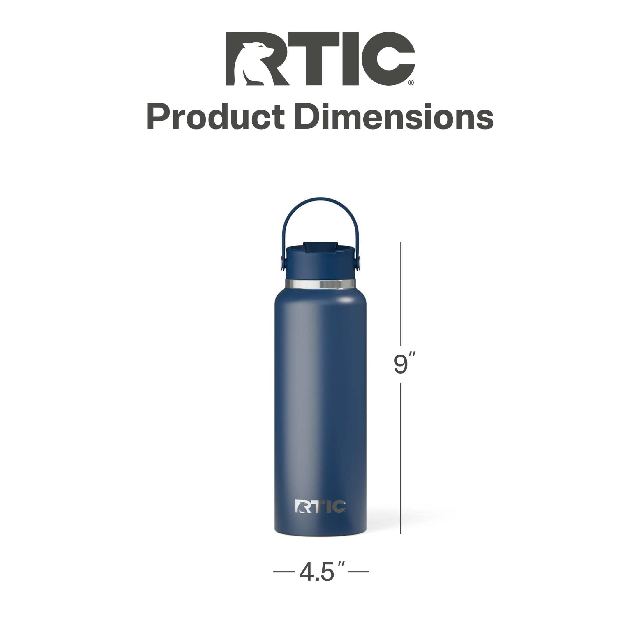 RTIC 40 oz Ceramic Lined Insulated Outback Water Bottle, Leak Resistant, Navy