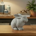 thumbnail image 6 of Urban Cement Sitting Rabbit Figurine with Combed Design Body Antique Finish Green, 6 of 8