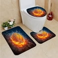 thumbnail image 1 of ABPHQTO una mitad de baloncesto en el agua la mitad en el fuego Juego de alfombras de baño de 3 piezas Alfombra de baño Alfombra de contorno y tapa de inodoro, 1 of 2