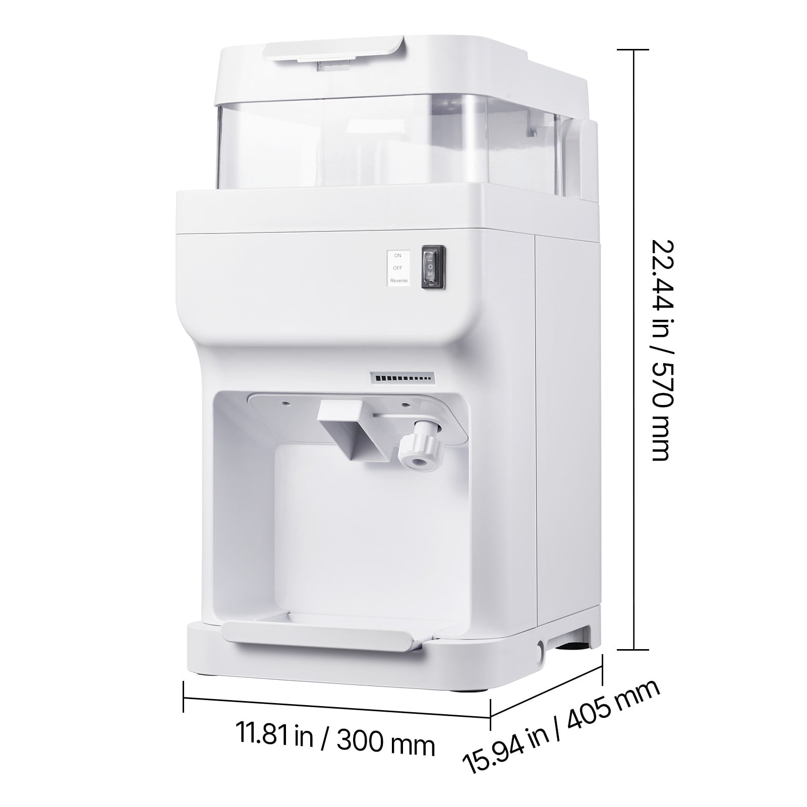 KFFKFF Electric Ice Shaver and Crusher, 220lbs/Hour Snow Cone Machine with 8L Ice Storage, 350W 1500RPM Countertop Shaved Ice Maker for Home, Events, and Business Use (White)
