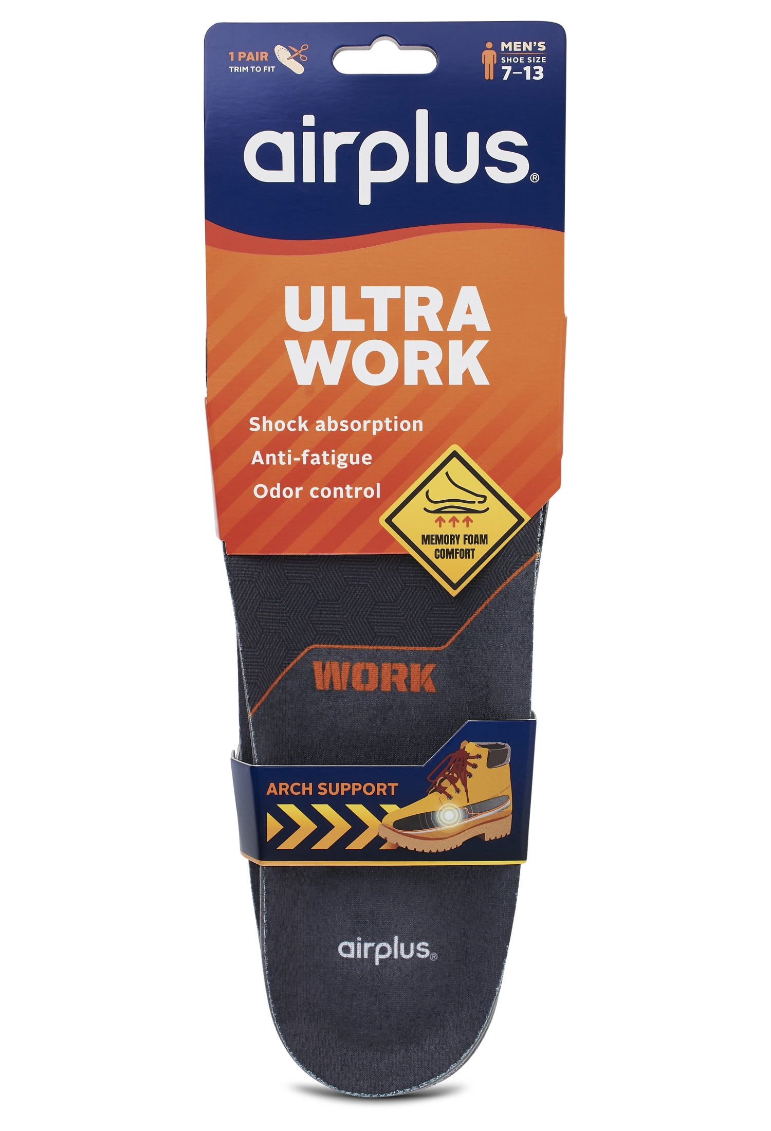Airplus Ultra Work Memory Insole Men's 7-13 Male