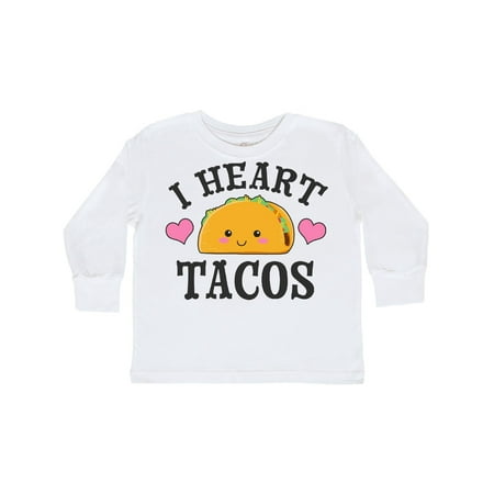 

Inktastic I Heart Tacos Taco Illustration with Face Gift Toddler Boy or Toddler Girl Long Sleeve T-Shirt