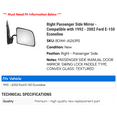 thumbnail image 2 of Right Passenger Side Mirror - Compatible with 1992 - 2002 Ford E-150 Econoline 1993 1994 1995 1996 1997 1998 1999 2000 2001, 2 of 2
