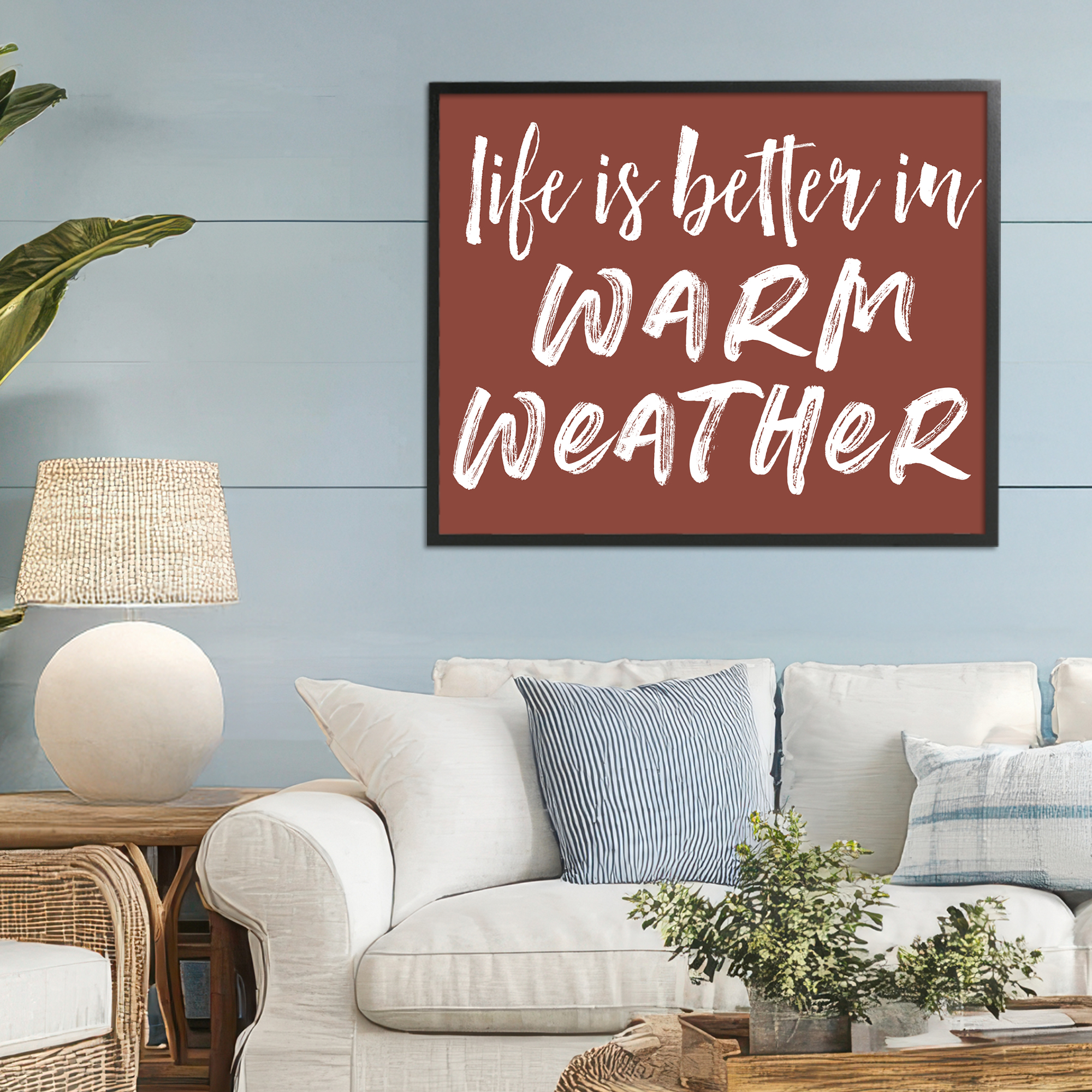 Life Is Better In Warm Weather Black Framed Giclee Art, design by Lettered and Lined