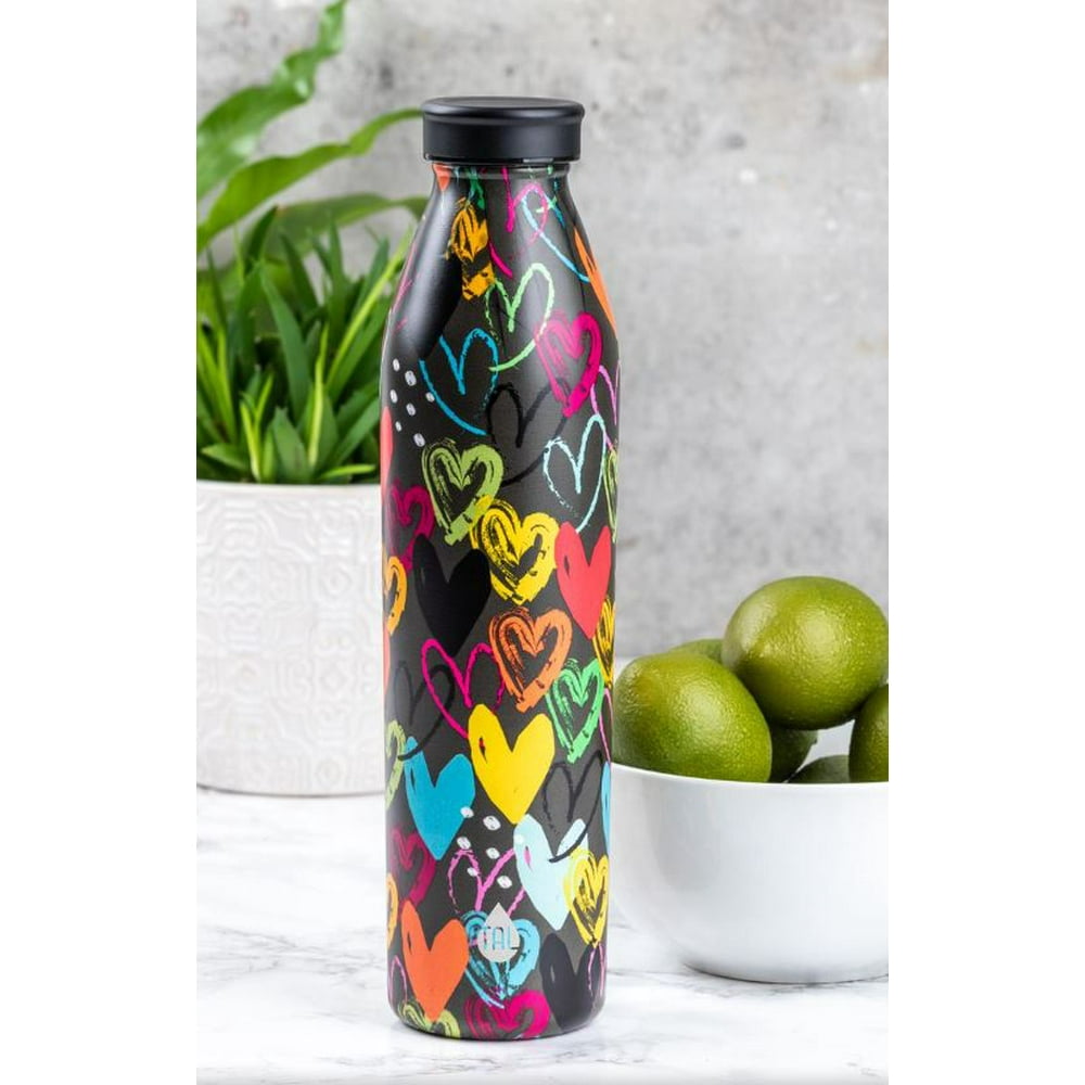 TAL Stainless Steel Modern Tumbler Water Bottle 20 fl oz, Hearts Black