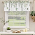 thumbnail image 3 of 2 Pack Valances for Windows, Green Eucalyptus Leaves Window Valances for Living Room/Bedroom/Bathroom, Birds Flowers Spring Watercolor Floral Light Filtering Kitchen Curtain Valance 60"W x18" L, 3 of 9