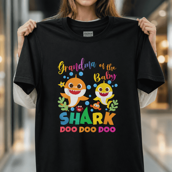 Grandma Of The Shark Birthday Party Family Matching Mommy Shark Unisex T-Shirt V18496, S - 5XL
