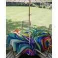 thumbnail image 3 of Outdoor Tablecloth with Umbrella Hole Zipper Colorful Peacock Feathers Round Tablecloth 60" Waterproof Outside Table Cloth Oil Painting Abstract Art Patio Table Cover Tablecloths for Picnic Party, 3 of 8
