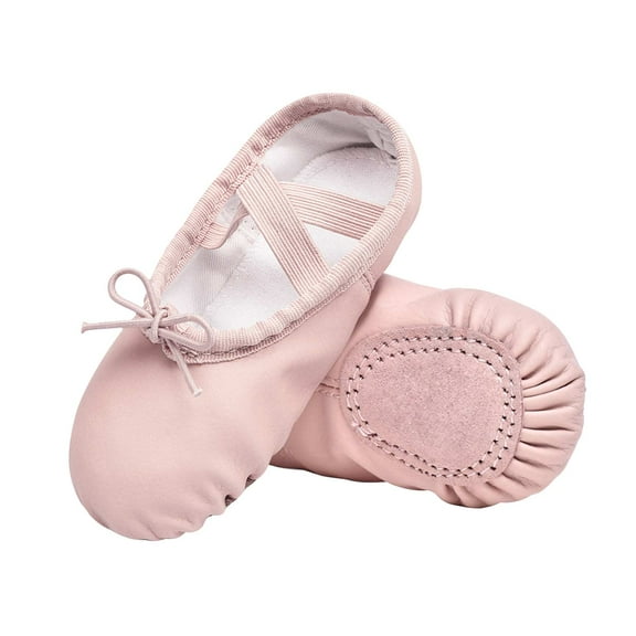 Stelle Girls Premium Soft Leather Ballet Shoes Split-Sole Ballet Slippers,Pull-on Flat Dance Shoes for Toddler/Little Kid/Big Kid Ballerina Gymnastics Practice,Pink