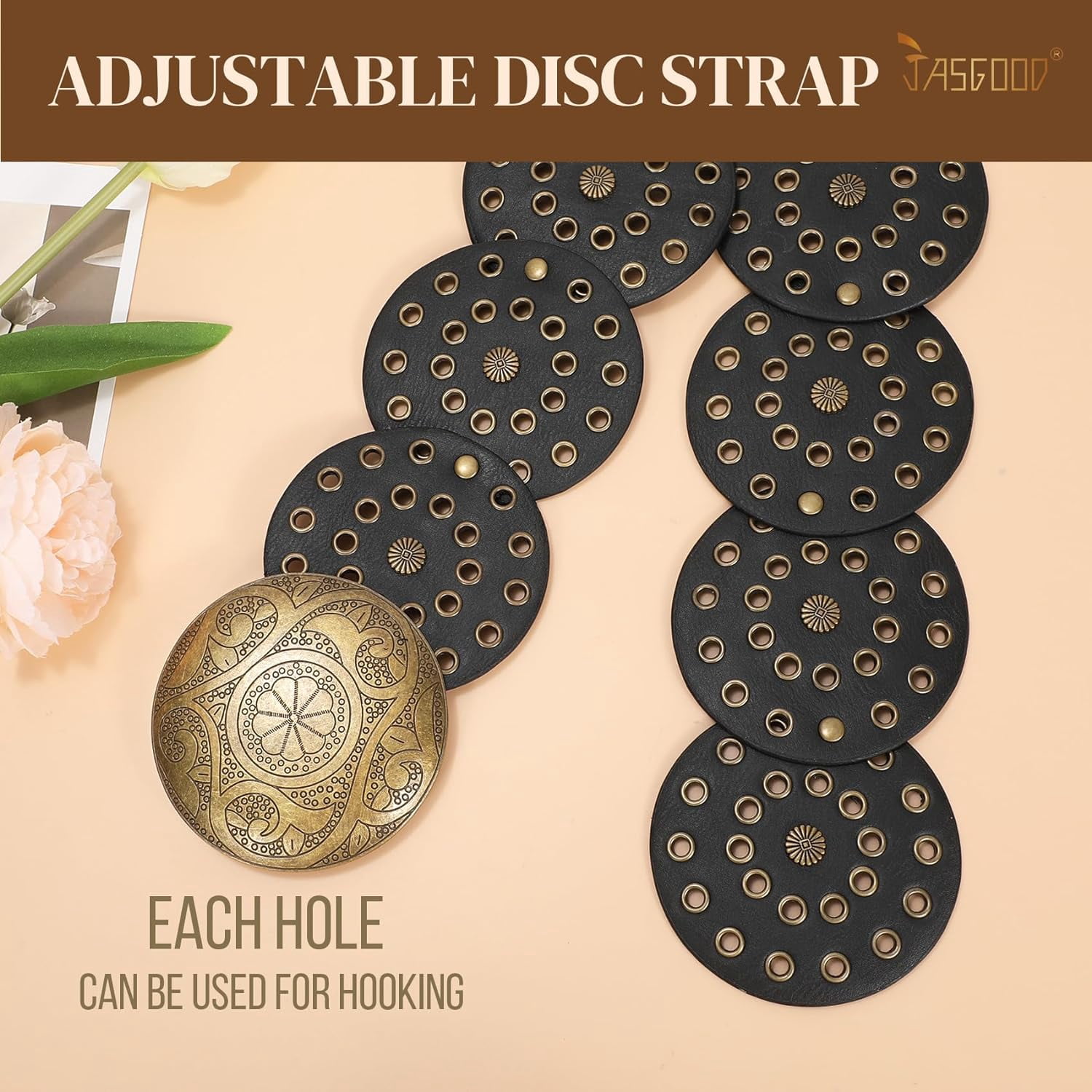 Western Belts for Women Wide Hollow Disc Leather Belt 