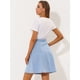 thumbnail image 4 of Falda de Mezclilla midi Allegra K casual Plisada Acampanada de cintura alta Azul gris claro L, 4 of 5