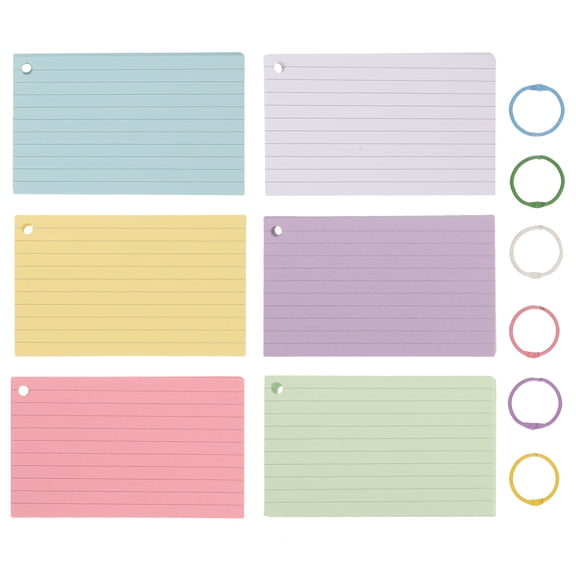 Troglfold white blank card 1 Set Flash Cards for Studying Blank Index Note Cards Punched Index Cards with Metal Binder Rings,5"X2.99"X0.04"