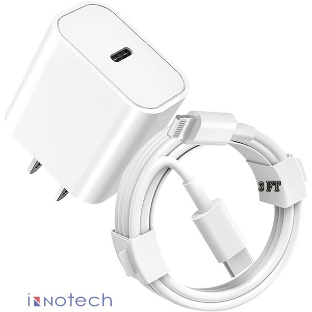 Chargeur iPhone 12 13 [Certifié Apple MFi], bloc chargeur Apple, chargeur  mural rapide USB-C 20 W avec câble Apple USB C vers Lightning 3 pieds,  compatible iPhone 13 12 11 Pro/Mini/Pro Max/X/XR/8/iPad