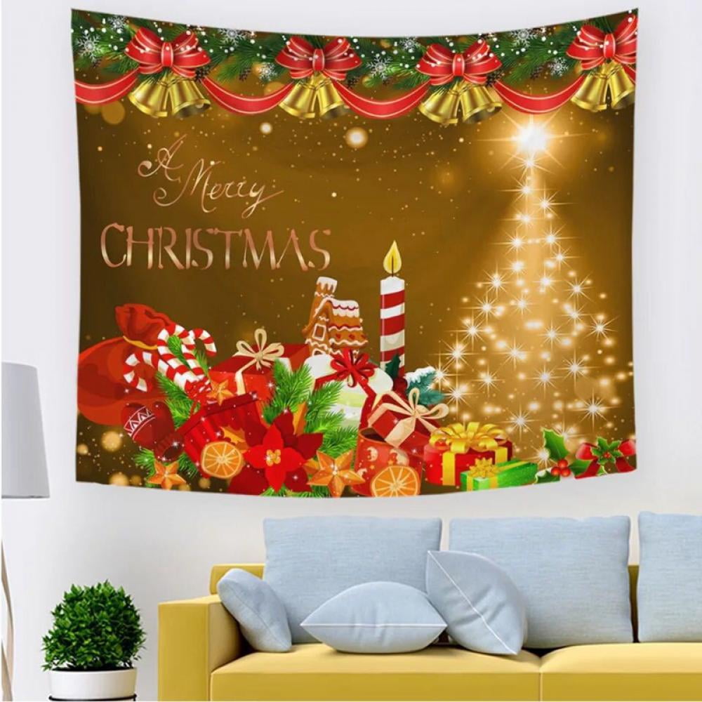 Christmas Wall Tapestry, Colorful Tapestry Backdrop, Xmas Santa Claus
