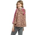 thumbnail image 5 of Women’s Crop Top Hoodie Sweatshirt Oversized Casual 3/4 Sleeve One Size Cheetah, 5 of 7