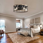 20Small Flush Mount Ceiling Fan with Light and Remote Control,Caged Ceiling Fan with 6-Speed Reversible DC Motor