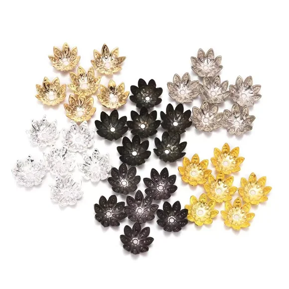 100 Pcs/lot 8 Capuchons de Perles de Fleur de Lotus 10 mm Cônes de Perles Filigranes DIY