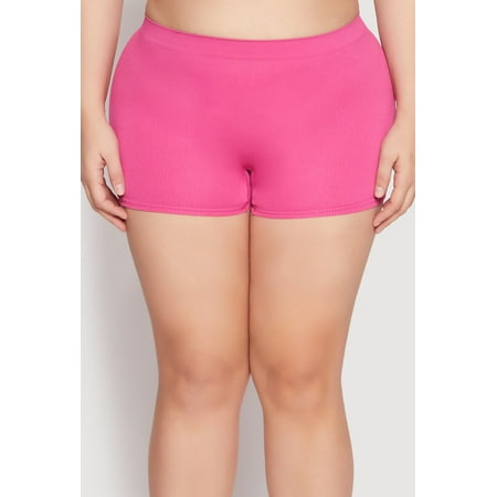 Womens Plus Size Ribbed Seamless Boyshort Panty