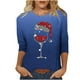 thumbnail image 1 of Camisetas de Manga Larga de las Mujeres Imprimir Navidad Cuello Redondo 3/4 Manga Suéter, Top Casual para las Vacaciones, 1 of 4