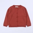 thumbnail image 3 of Girls' Cardigans Sweater Cotton Button Solid Long Sleeve Knit Sweaters Wine 3, 3 of 7