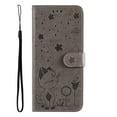 thumbnail image 4 of Compatible With iPhone 14 Pro Wallet Case Full Coverage Dustproof Card Pocket PU Leather Cute Flower Knurling Wrist Strap Shockproof Lightweight Luxury Phone Cover,Gray, 4 of 11