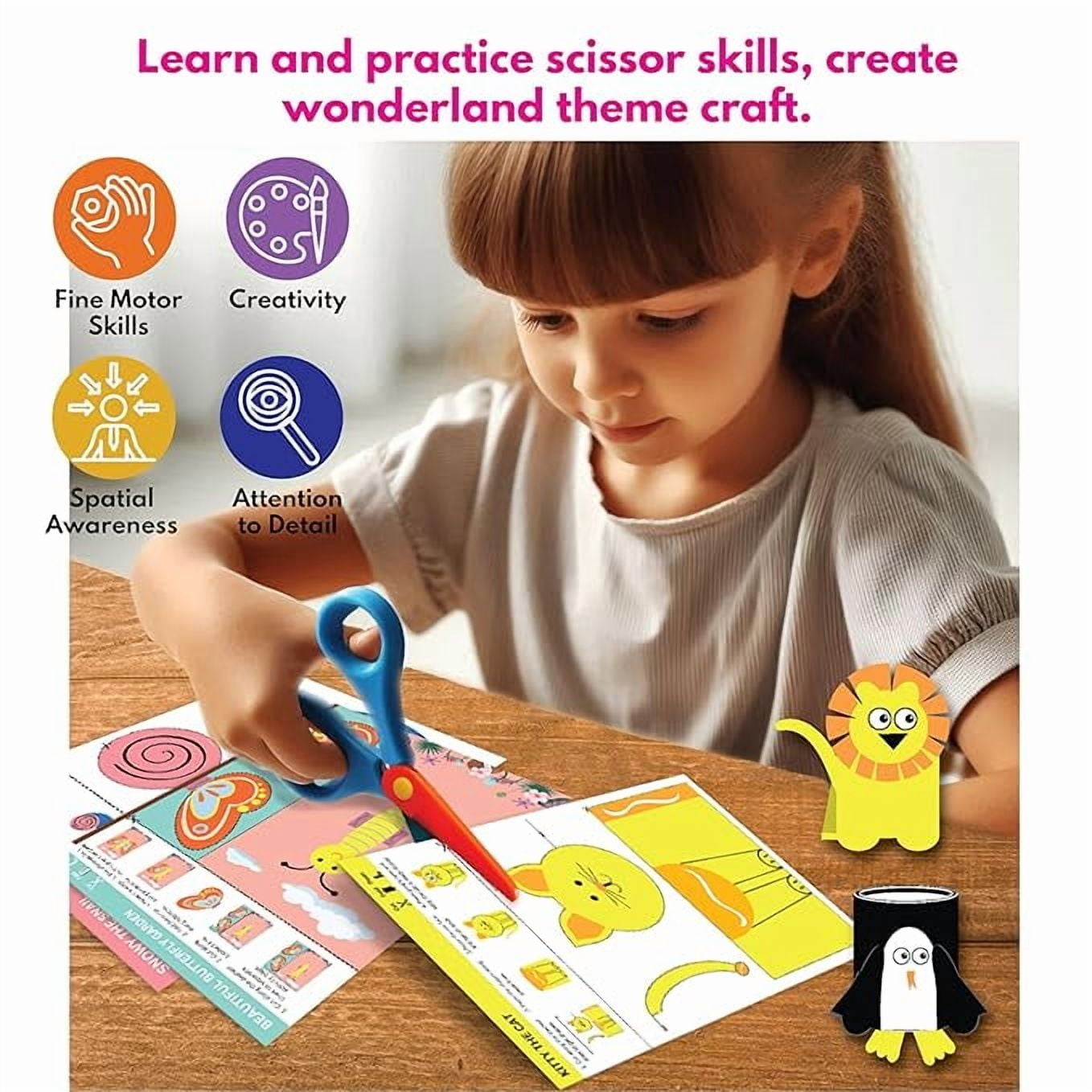 AVOKA Scissor Skills Activity Book for Kids Ages 4 to 9 | 18 Fun DIY Cutting Activities | Art & Craft Kit