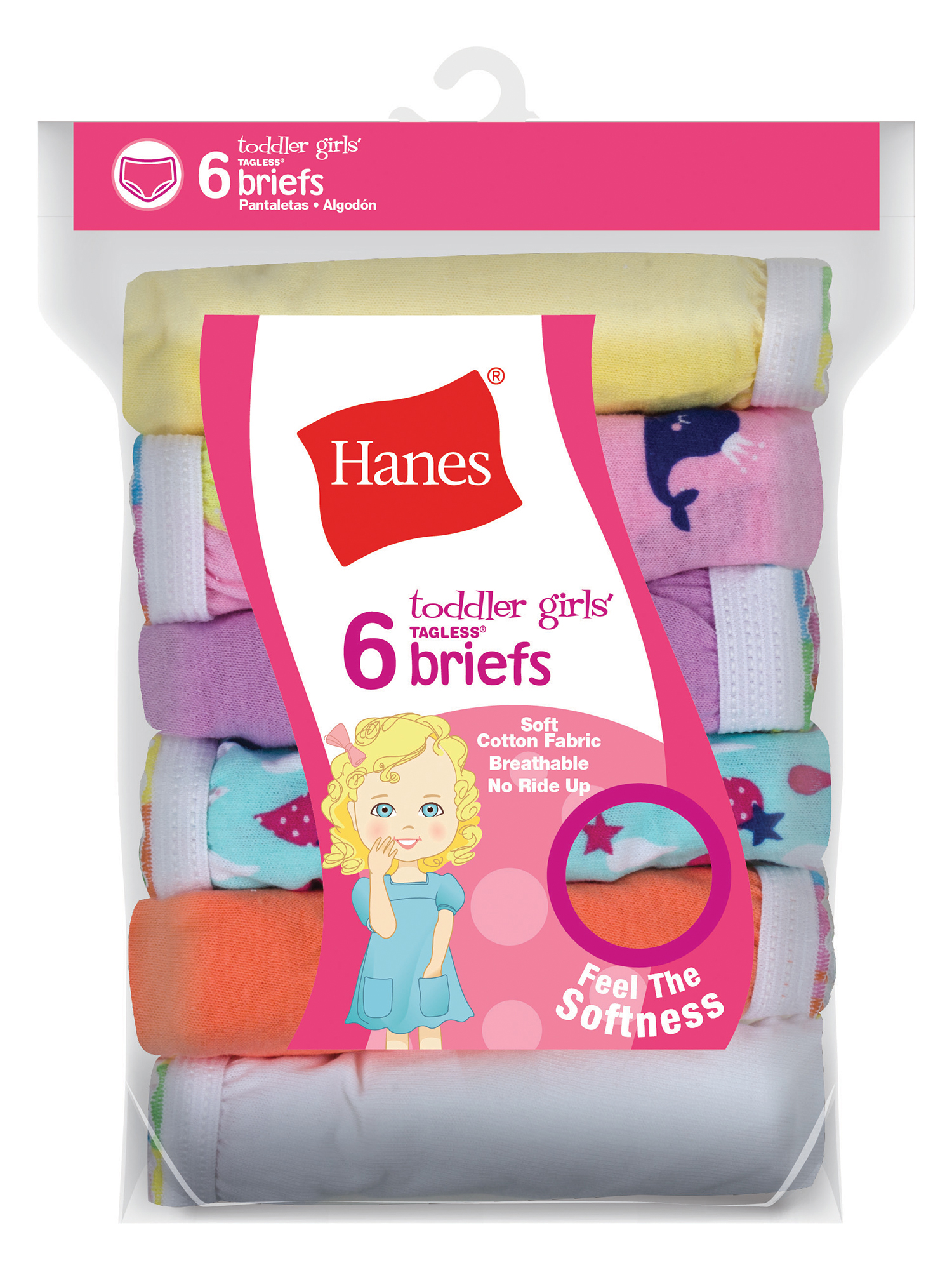 Hanes Underwear Tagless Brief Underwear, 6 Pack (Toddler Girls) - image 2 of 2