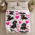 thumbnail image 5 of Playful Dachshund Dogs Hearts Cheerful Cartoon Pattern, Playful Pet Portrait Pattern, Warm Flannel Blanket for Living Room and Bedroom, Dog Lovers Just Because Gift, Pet Lover Home Decor, 5 of 9