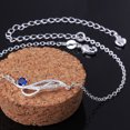 thumbnail image 3 of Stylish 925 Sterling Silver Blue Rhinestone Anklet Chain, 3 of 4
