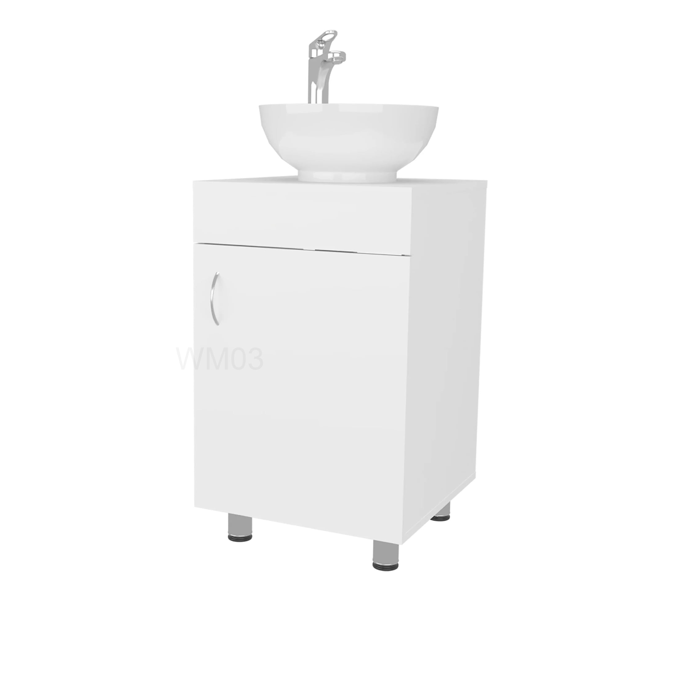 Compact White Bathroom Vanity with Integrated Sink and Drawer